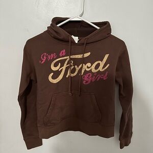 Ford Kids Brown Hoodie with Pink and Gold Accents